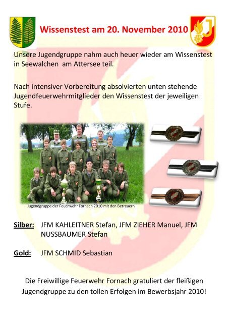 Jahresbericht der FF 2010