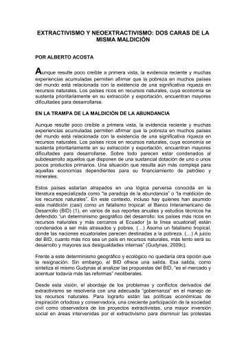 EXTRACTIVISMO Y NEOEXTRACTIVISMO: DOS CARAS DE LA ...