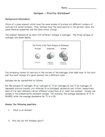 Isotope and Ions Practice Worksheet Name