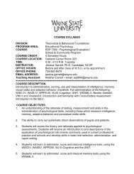 COURSE SYLLABUS DIVISION - College of Education - Wayne ...
