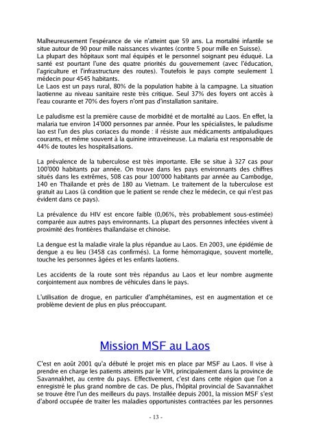 Rapport de stage - FacultÃ© de MÃ©decine