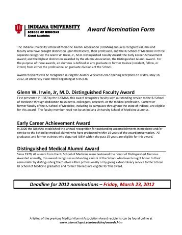 Award Nomination Form - IUPUI Alumni Relations