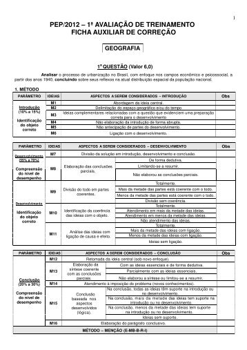 pep/2012 â 1Âª avaliaÃ§Ã£o de treinamento ficha auxiliar de correÃ§Ã£o