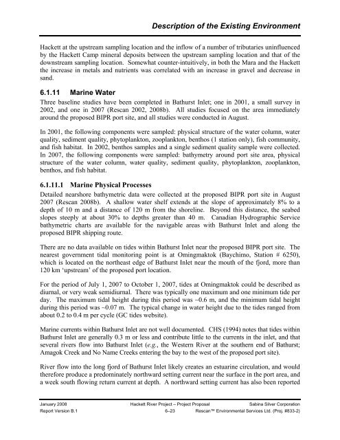 080121-08MN006-Sabina Hackett River Project Proposal ... - NIRB