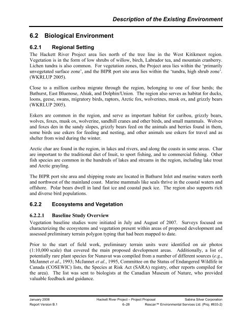 080121-08MN006-Sabina Hackett River Project Proposal ... - NIRB