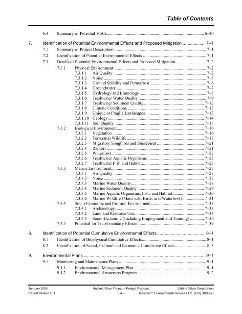 080121-08MN006-Sabina Hackett River Project Proposal ... - NIRB