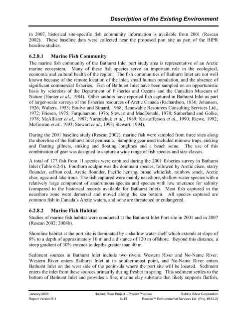 080121-08MN006-Sabina Hackett River Project Proposal ... - NIRB