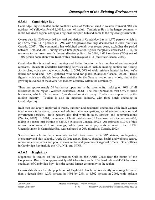 080121-08MN006-Sabina Hackett River Project Proposal ... - NIRB