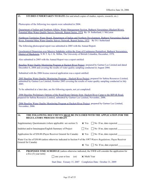 080121-08MN006-Sabina Hackett River Project Proposal ... - NIRB