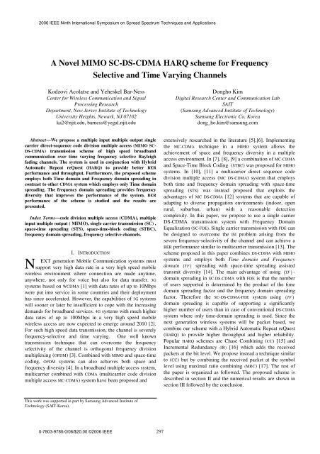 A Novel MIMO SC-DS-CDMA HARQ scheme for Frequency ...