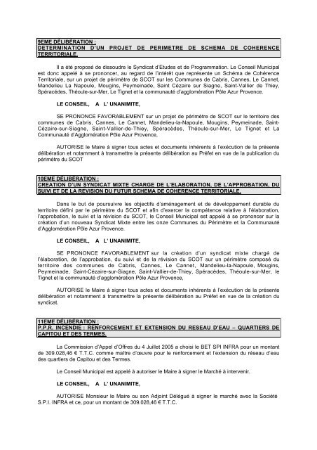 conseil municipal sÃ©ance du 5 septembre 2005 compte rendu