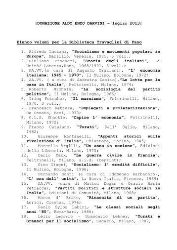 elenco della donazione - Archivio-Biblioteca Enrico Travaglini