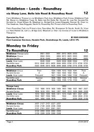 Middleton â Leeds - Roundhay 12 Monday to Friday - Metro