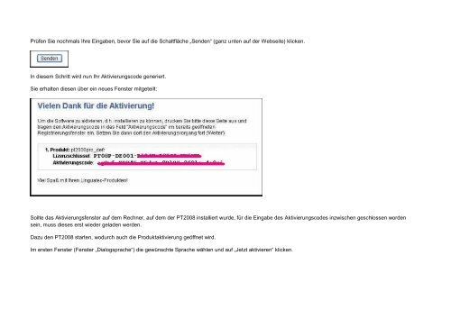 Sie finden ausführliche Hinweise zur Produktaktivierung ... - Linguatec