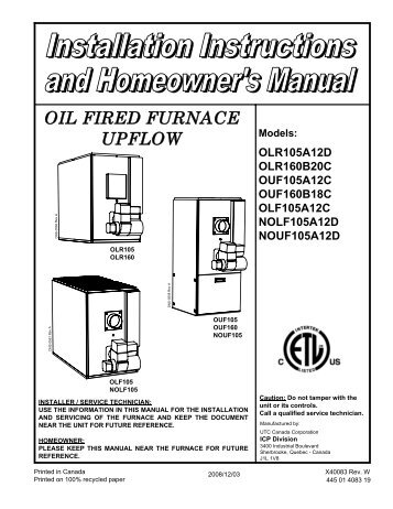 Furnace G9t Installation Manual