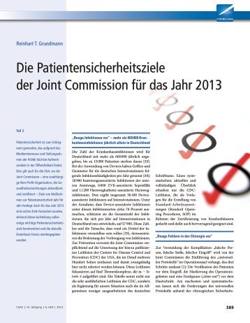 Teil 2 - Die Patientensicherheitsziele der - Prof. Dr. RT Grundmann