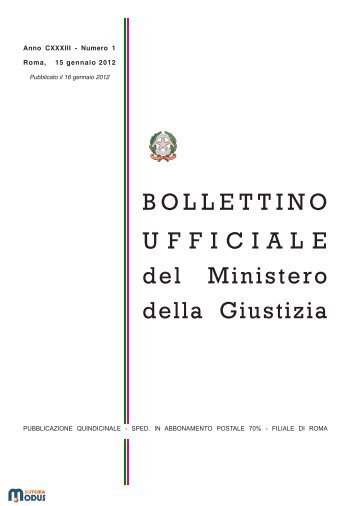 BOLLETTINO U F F I C I A L E del Ministero della Giustizia