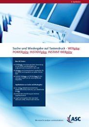 Suche und Wiedergabe auf Tastendruck - WEBplay ... - ASC telecom