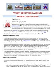 PATIENT EDUCATION HANDOUTS Whooping Cough (Pertussis)