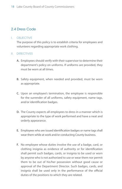 Employment Policies Manual - Lake County