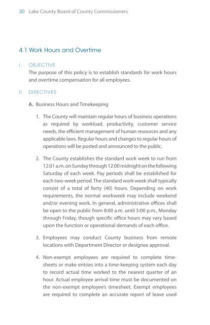 Employment Policies Manual - Lake County