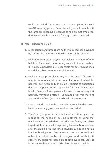 Employment Policies Manual - Lake County