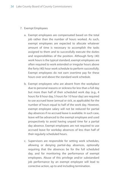 Employment Policies Manual - Lake County