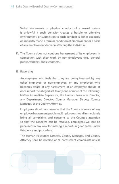 Employment Policies Manual - Lake County