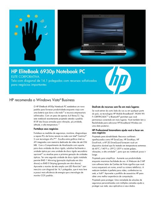 HP EliteBook 6930p Notebook PC - Produtos