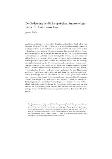 Die Bedeutung der Philosophischen Anthropologie - Fischer, Joachim