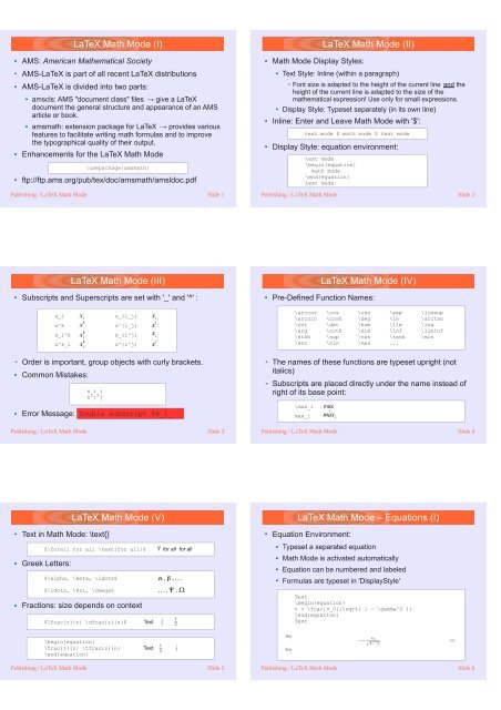 LaTeX Math Mode