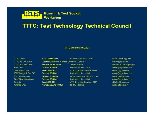 Test Technology Technical Council - BiTS Workshop