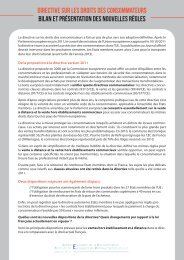 DIRECTIVE SUR LES DROITS DES CONSOMMATEURS Bilan et ...
