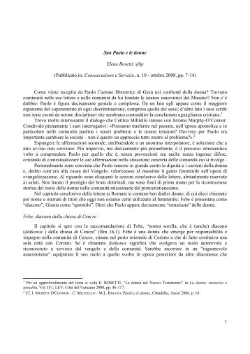 1 San Paolo e le donne Elena Bosetti, sjbp (Pubblicato in ...
