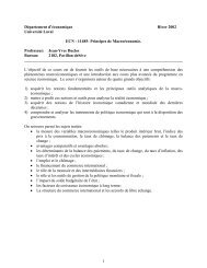 Plan complet du cours - Département d'économique - Université Laval