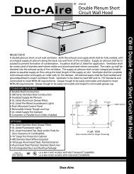 CW-III Double Plenum Short Circuit Wall Hood - Duo-Aire