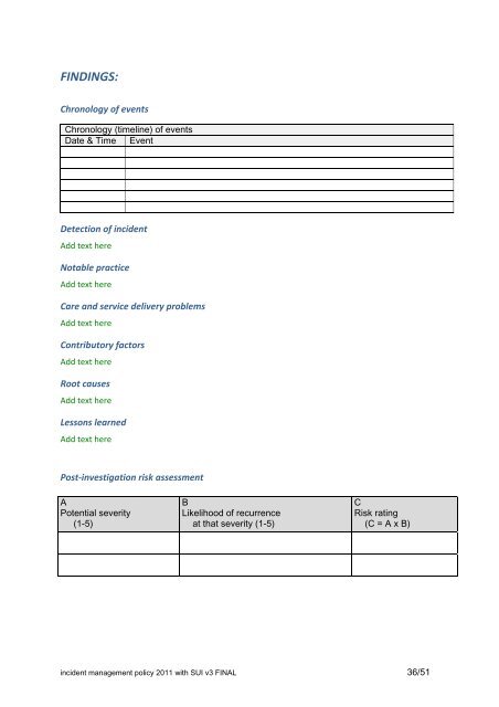 Incident Management Policy Including Serious Incidents Requiring ...