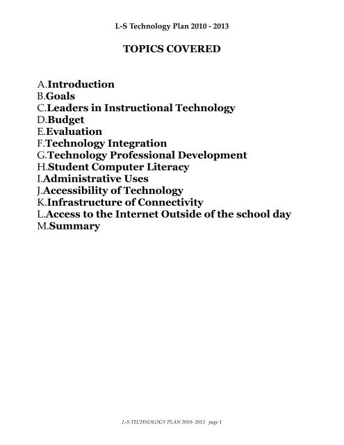 L-S Technology Plan 2010-2013(pdf) - Lincoln-Sudbury Regional ...