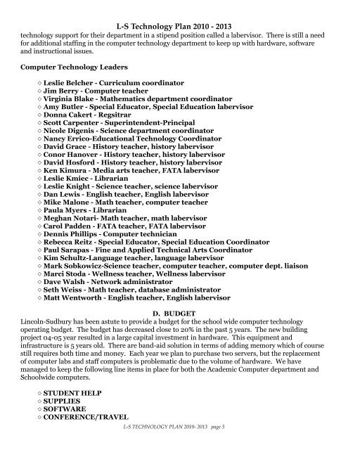 L-S Technology Plan 2010-2013(pdf) - Lincoln-Sudbury Regional ...