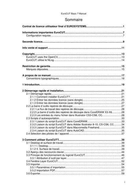 EuroCUT Basic 7 Manuel