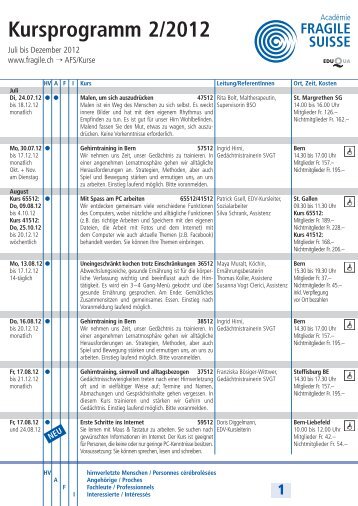 Kursprogramm 2/2012 - Fragile Suisse