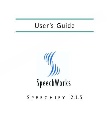 SpeechWorks Speechify 2.1.5 User's Guide - Avaya Support