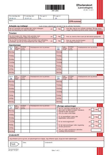 AR 285 - 11 01- Efterlønskort (Lønmodtagere) - Det Faglige Hus