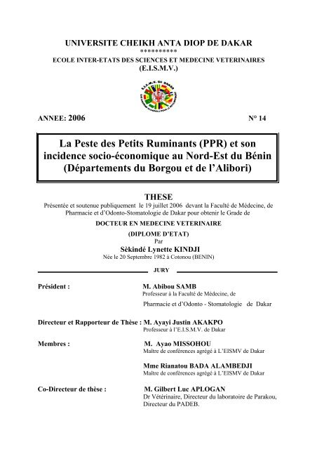 La Peste des Petits Ruminants (PPR) et son incidence socio ... - BEEP