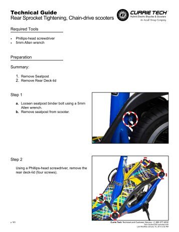 Technical Guide Rear Sprocket Tightening, Chain-drive scooters