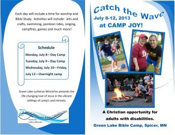 at CAMP JOY! - Green Lake Lutheran Ministries, Minnesota