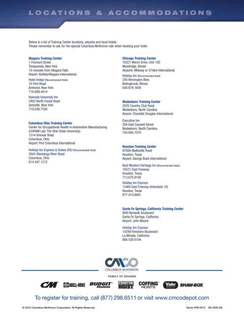 CMCO Training Catalog - Columbus McKinnon Corporation