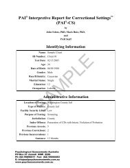 PAI® Interpretive Report for Correctional Settings - Psychological ...