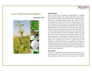 Guar Seed Seasonal Report - Karvy Comtrade