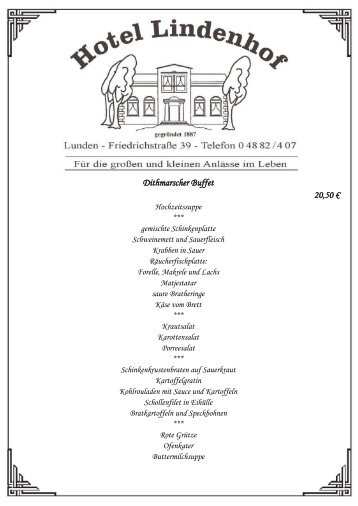 Dithmarscher Buffet 20,50 € - Hotel Lindenhof - Lunden